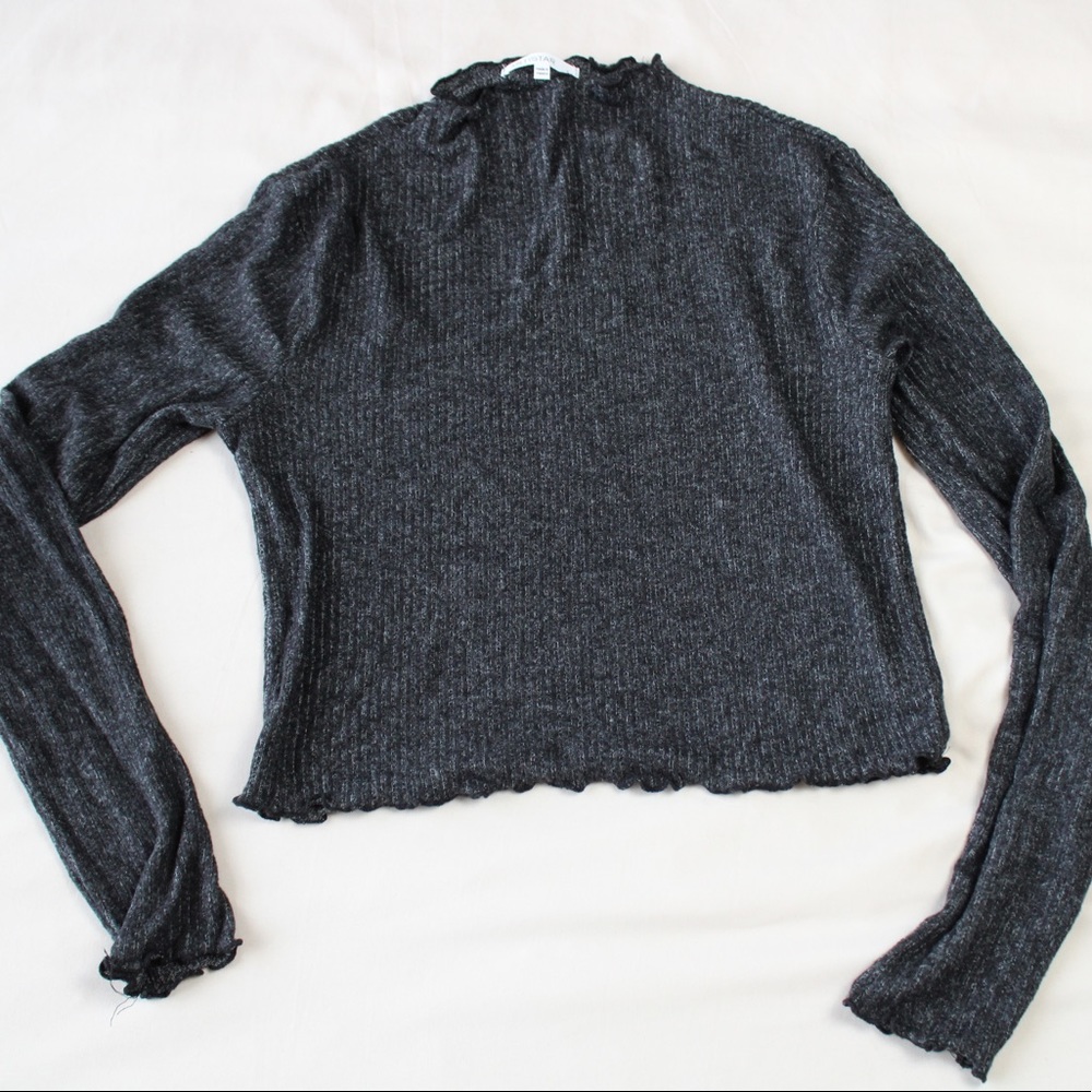 Grey Long Sleeve Crop Top Lettuce Edge Super Soft!